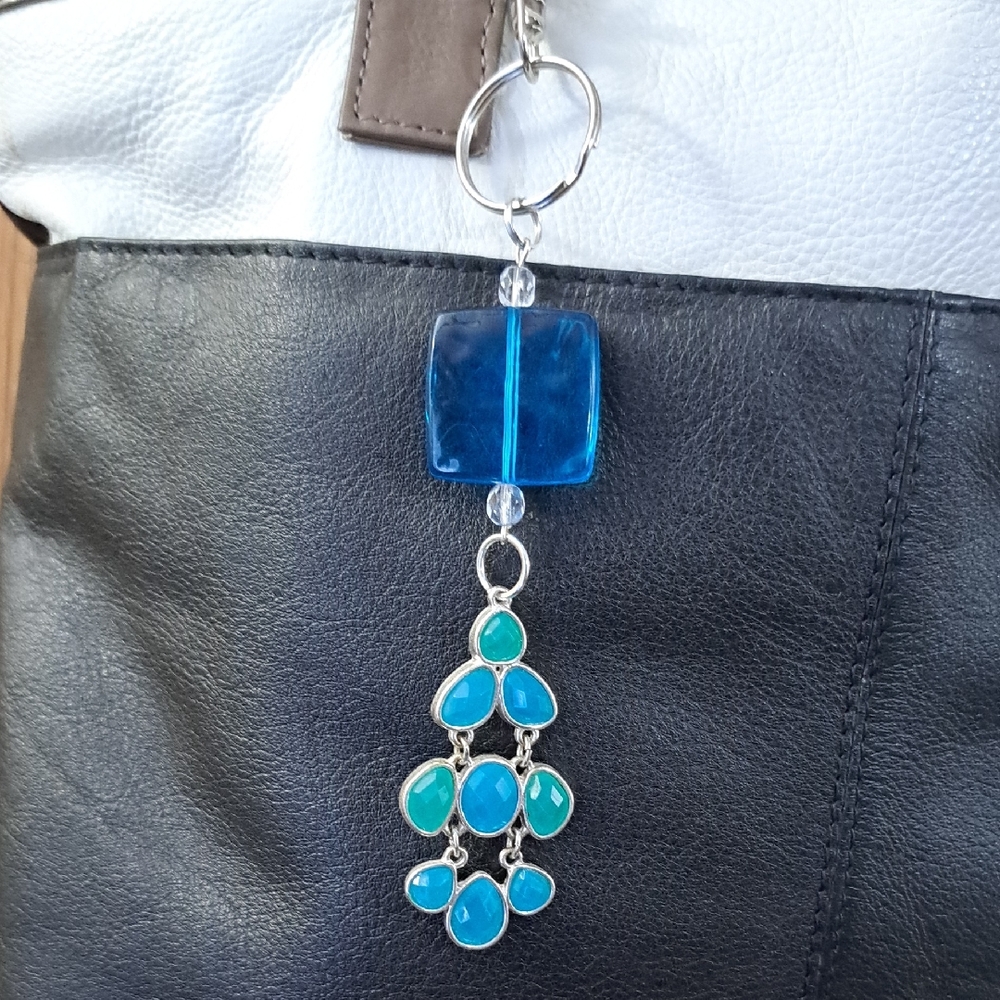 Hand Crafted Bag Purse Tote Jewelry Key Ring Decorative Vintage Jewelry Upcycle